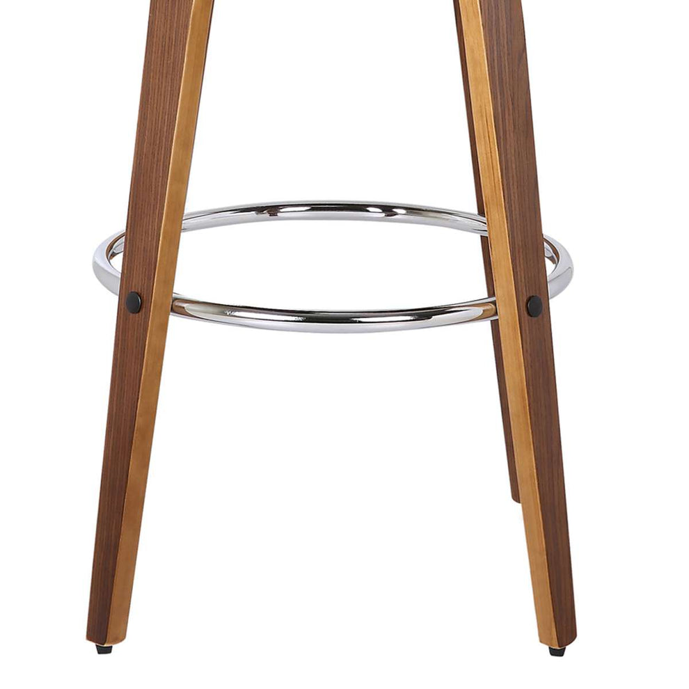 Shelly 26" Counter Height Swivel Brown Faux Leather and Walnut Wood Bar Stool By Armen Living | Bar Stools | Modishstore - 6
