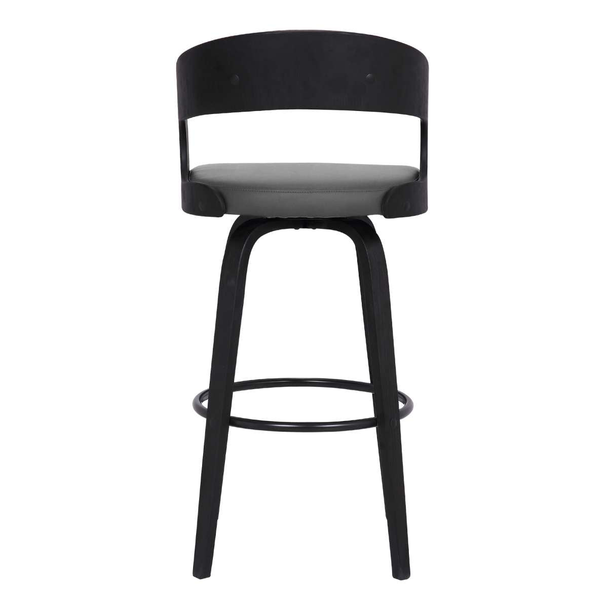 Shelly 26" Counter Height Swivel Grey Faux Leather and Black Wood Bar Stool By Armen Living | Bar Stools | Modishstore - 4
