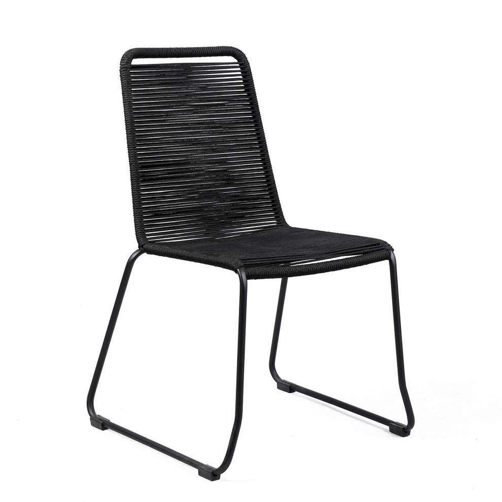 Shasta Outdoor Metal and Black Rope Stackable Dining Chair - Set of 2 By Armen Living | Outdoor Chairs |  Modishstore  - 6