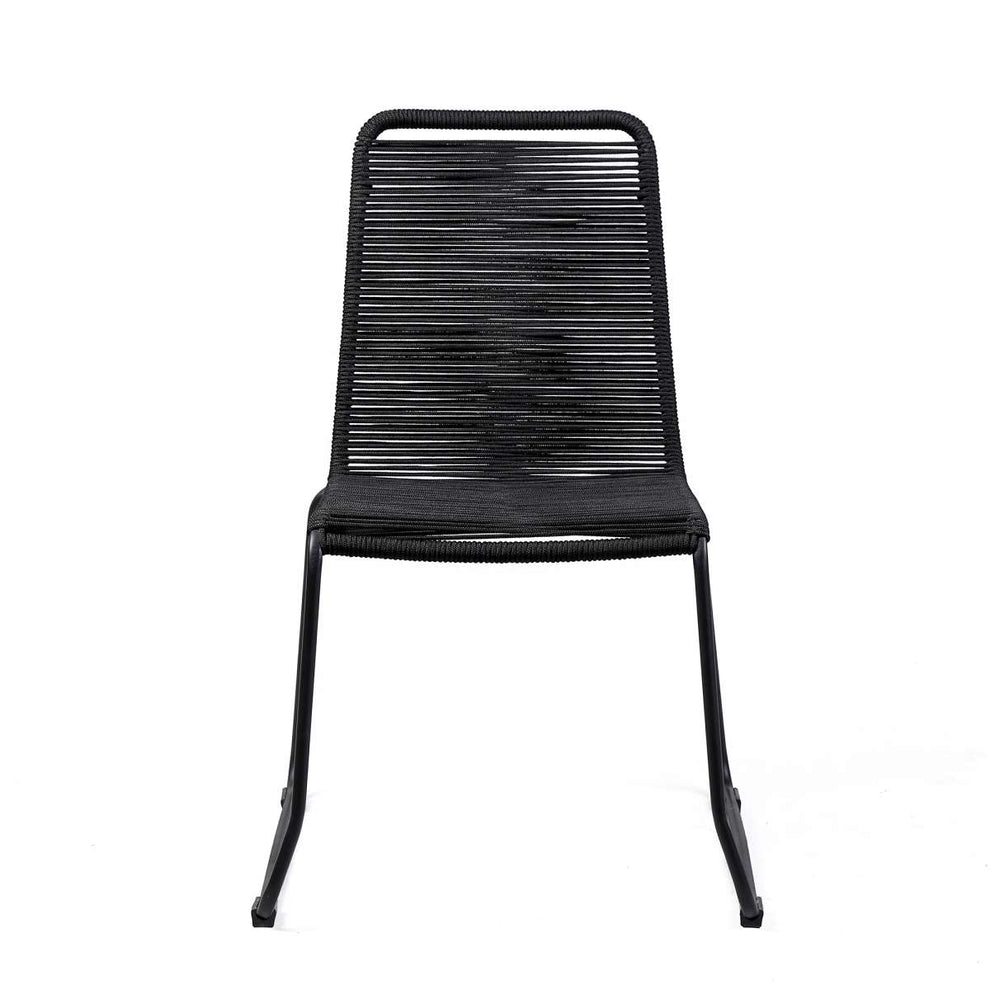 Shasta Outdoor Metal and Black Rope Stackable Dining Chair - Set of 2 By Armen Living | Outdoor Chairs |  Modishstore  - 7