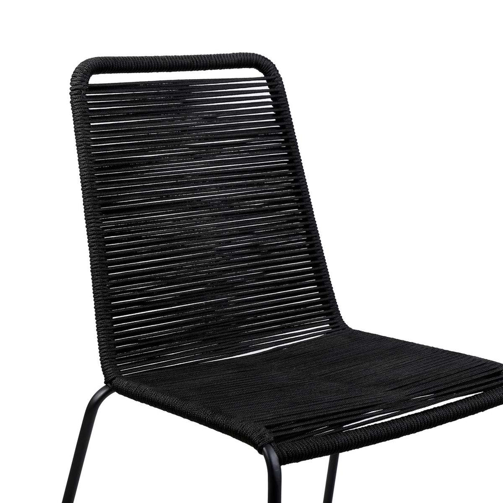 Shasta Outdoor Metal and Black Rope Stackable Dining Chair - Set of 2 By Armen Living | Outdoor Chairs |  Modishstore  - 9