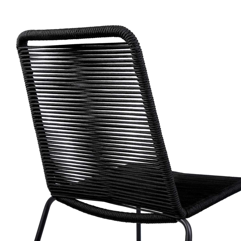 Shasta Outdoor Metal and Black Rope Stackable Dining Chair - Set of 2 By Armen Living | Outdoor Chairs |  Modishstore  - 3