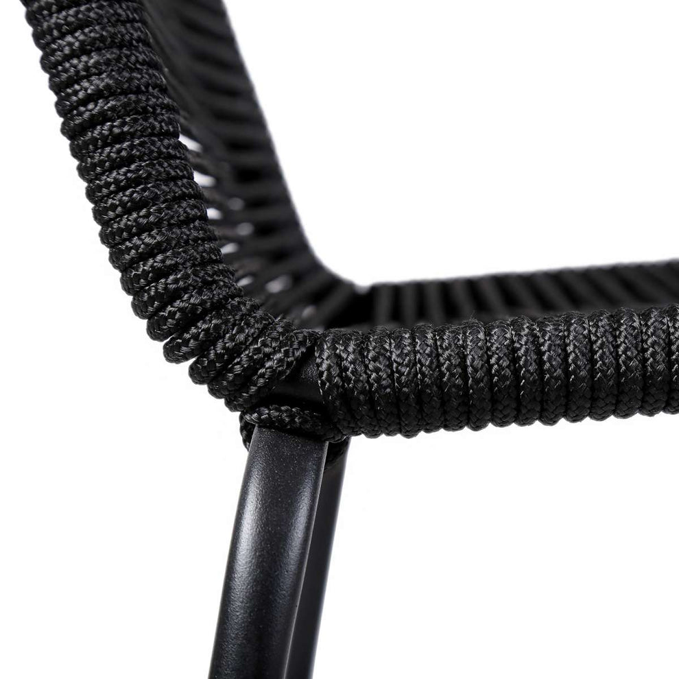 Shasta Outdoor Metal and Black Rope Stackable Dining Chair - Set of 2 By Armen Living | Outdoor Chairs |  Modishstore  - 4