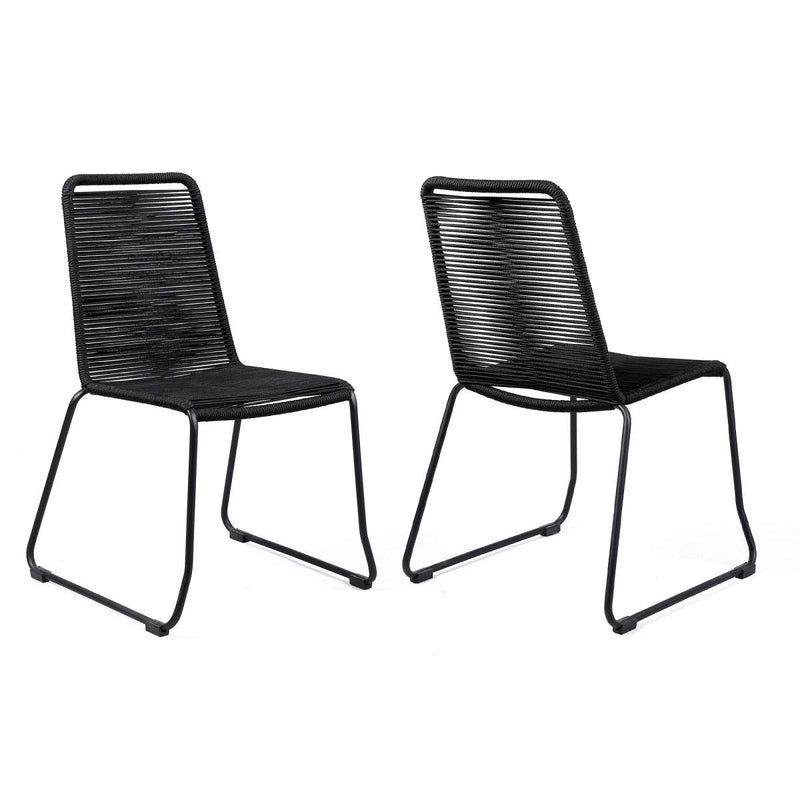 Shasta Outdoor Metal and Black Rope Stackable Dining Chair - Set of 2 By Armen Living | Outdoor Chairs |  Modishstore  - 2