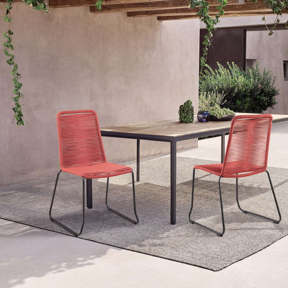 Shasta Outdoor Metal and Rope Stackable Dining Chair - Set of 2
 By Armen Living | Outdoor Chairs |  Modishstore 