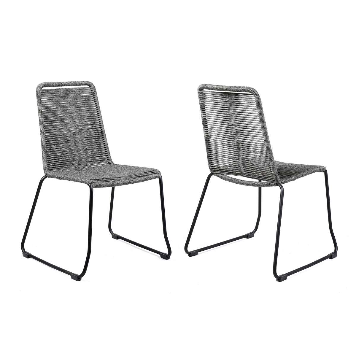 Shasta Outdoor Metal and Black Rope Stackable Dining Chair - Set of 2 By Armen Living | Outdoor Chairs |  Modishstore  - 11