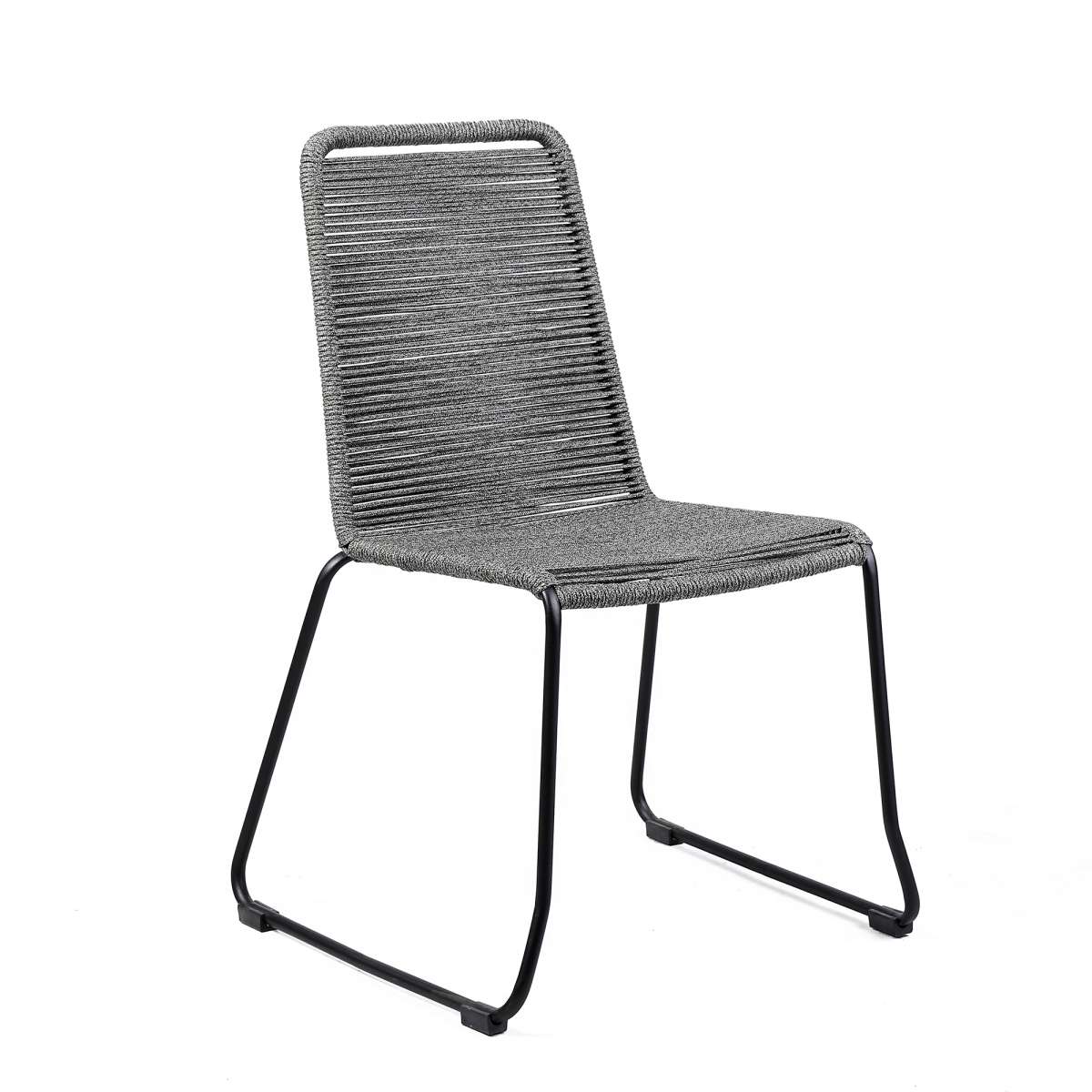 Shasta Outdoor Metal and Black Rope Stackable Dining Chair - Set of 2 By Armen Living | Outdoor Chairs |  Modishstore  - 12
