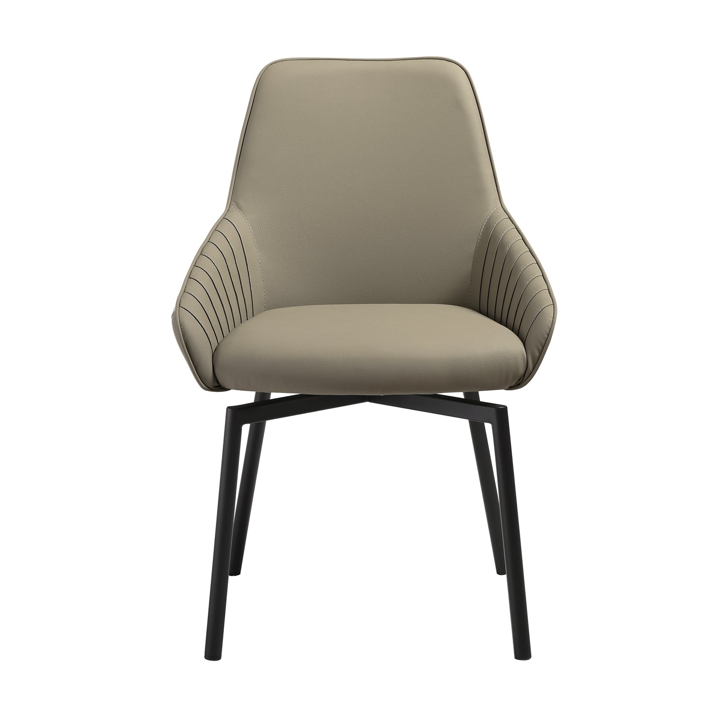 Shilo Swivel Upholstered Dining Chair in Taupe Gray Faux Leather with Black Metal Legs - Set of 2 By Armen Living | Dining Chairs | Modishstore - 5