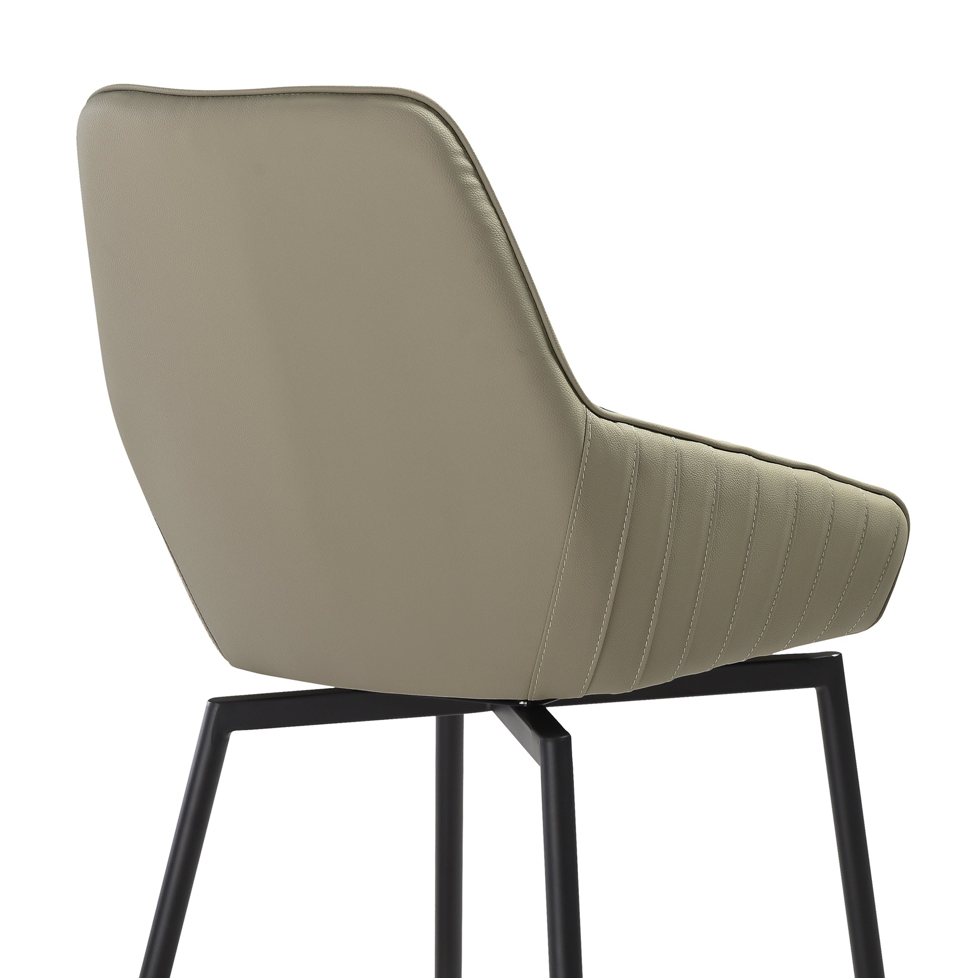 Shilo Swivel Upholstered Dining Chair in Taupe Gray Faux Leather with Black Metal Legs - Set of 2 By Armen Living | Dining Chairs | Modishstore - 11