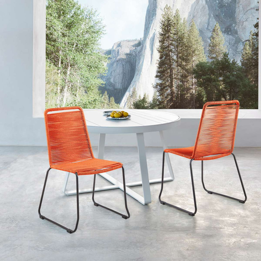 Shasta Outdoor Metal and Rope Stackable Dining Chair - Set of 2
 By Armen Living | Outdoor Chairs |  Modishstore  - 8