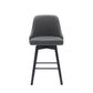 Sicily 26" Swivel Black Wood Counter Stool in Gray Faux Leather By Armen Living | Bar Stools | Modishstore - 3