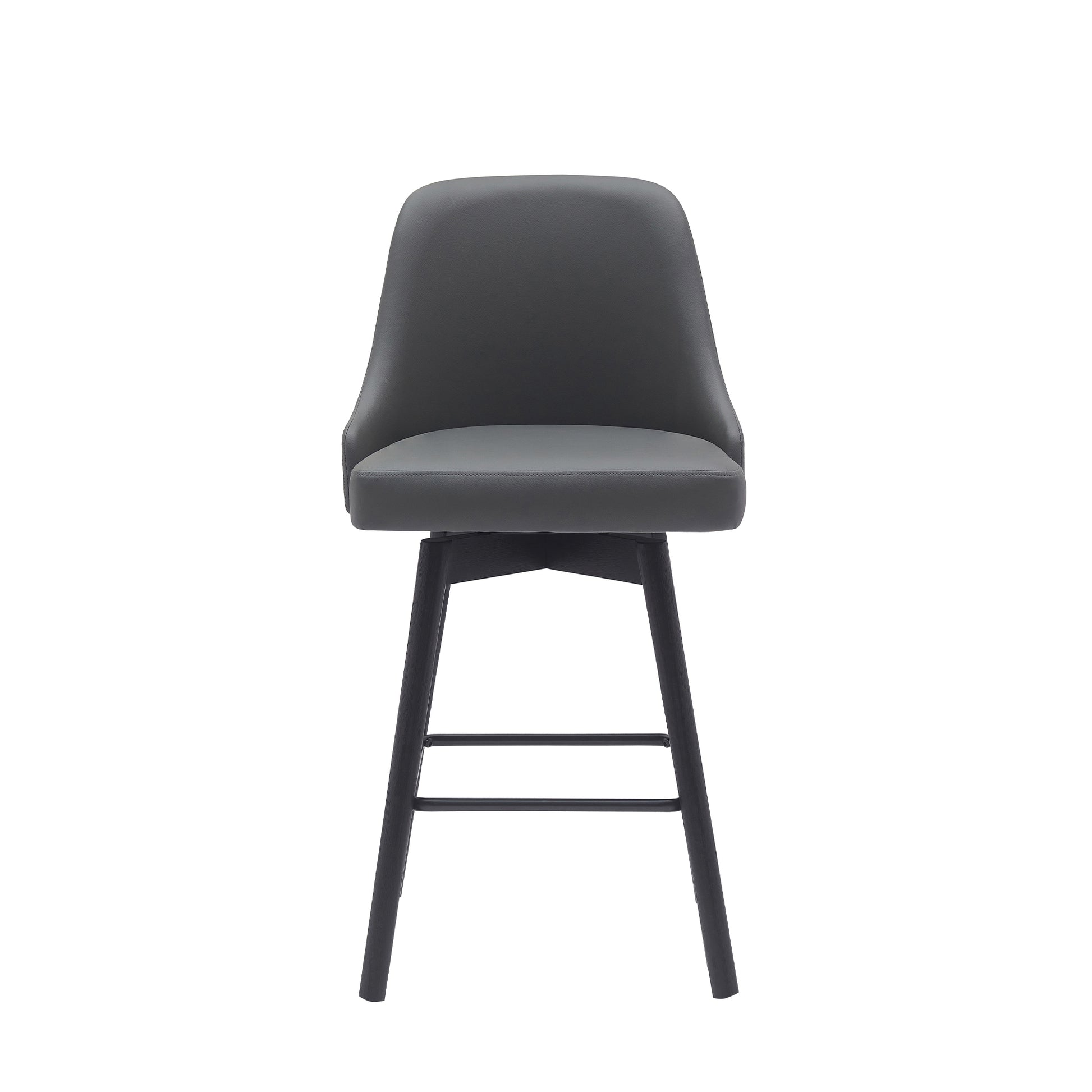 Sicily 26" Swivel Black Wood Counter Stool in Gray Faux Leather By Armen Living | Bar Stools | Modishstore - 3