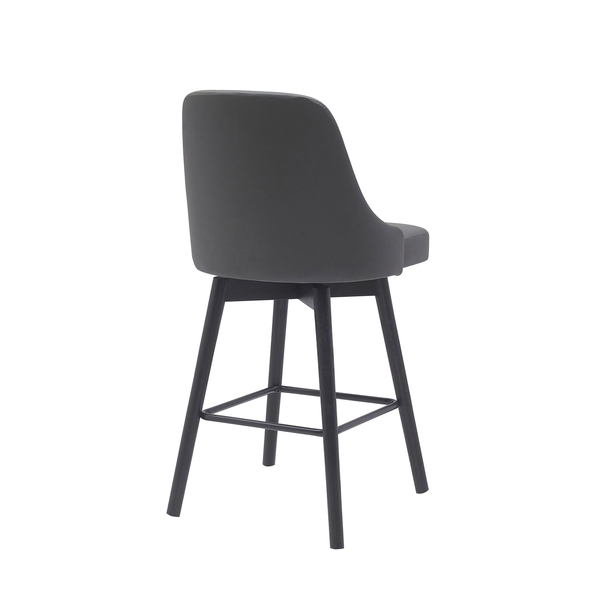 Sicily 26" Swivel Black Wood Counter Stool in Gray Faux Leather By Armen Living | Bar Stools | Modishstore - 4