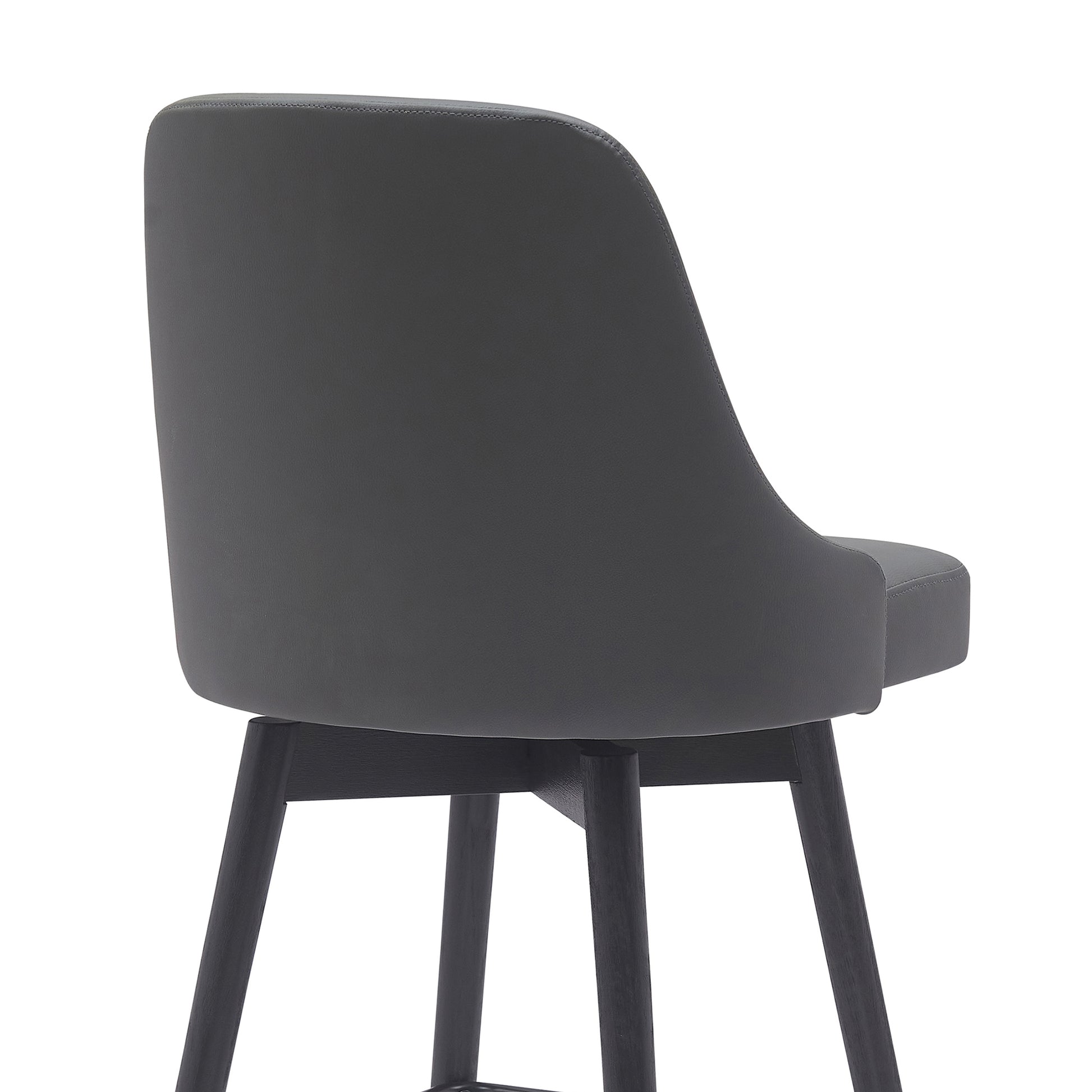 Sicily 26" Swivel Black Wood Counter Stool in Gray Faux Leather By Armen Living | Bar Stools | Modishstore - 5
