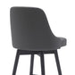 Sicily 26" Swivel Black Wood Counter Stool in Gray Faux Leather By Armen Living | Bar Stools | Modishstore - 9