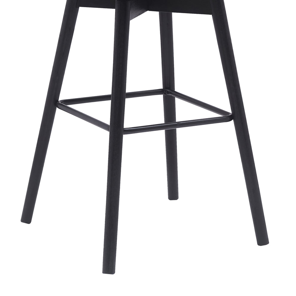 Sicily 30" Swivel Black Wood Bar Stool in Gray Faux Leather By Armen Living | Bar Stools | Modishstore - 6