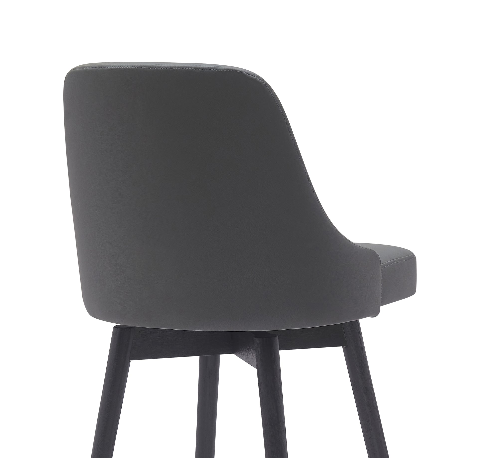 Sicily 30" Swivel Black Wood Bar Stool in Gray Faux Leather By Armen Living | Bar Stools | Modishstore - 9