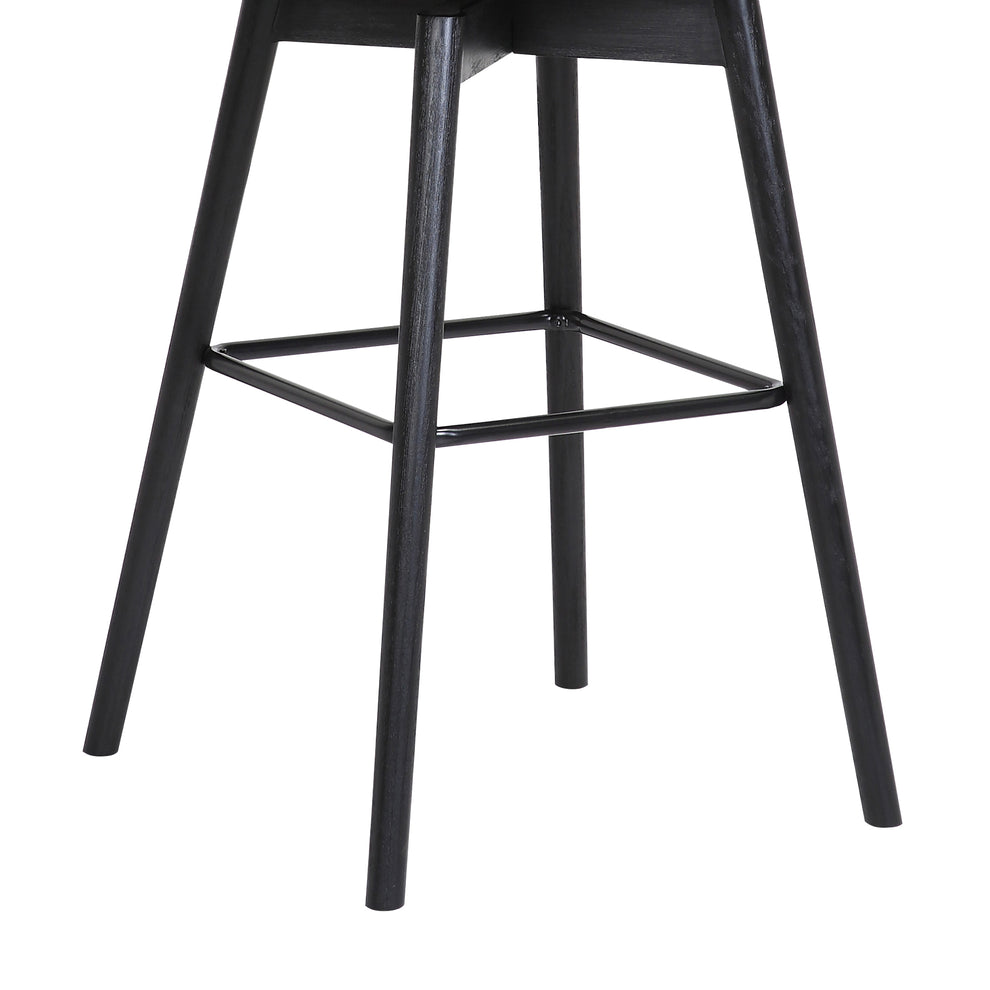 Sicily 30" Swivel Black Wood Bar Stool in Gray Faux Leather By Armen Living | Bar Stools | Modishstore - 7