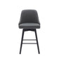 Sicily 26" Swivel Black Wood Counter Stool in Light Grey Fabric By Armen Living | Counter Stools | Modishstore - 3