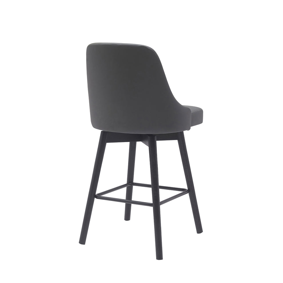 Sicily 26" Swivel Black Wood Counter Stool in Light Grey Fabric By Armen Living | Counter Stools | Modishstore - 4