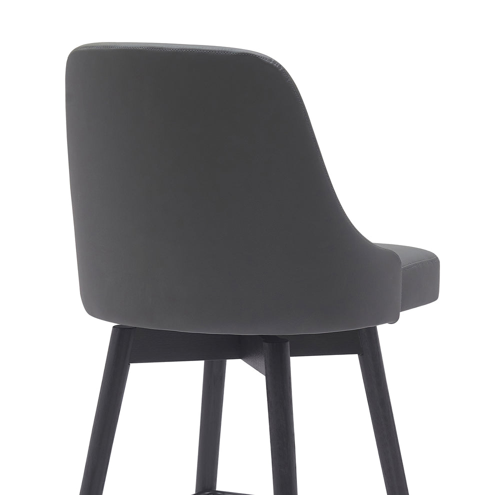 Sicily 26" Swivel Black Wood Counter Stool in Light Grey Fabric By Armen Living | Counter Stools | Modishstore - 6
