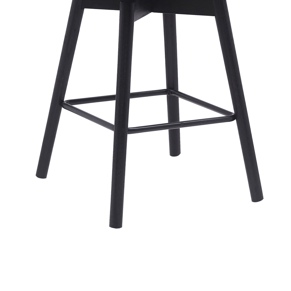 Sicily 26" Swivel Black Wood Counter Stool in Light Grey Fabric By Armen Living | Counter Stools | Modishstore - 7