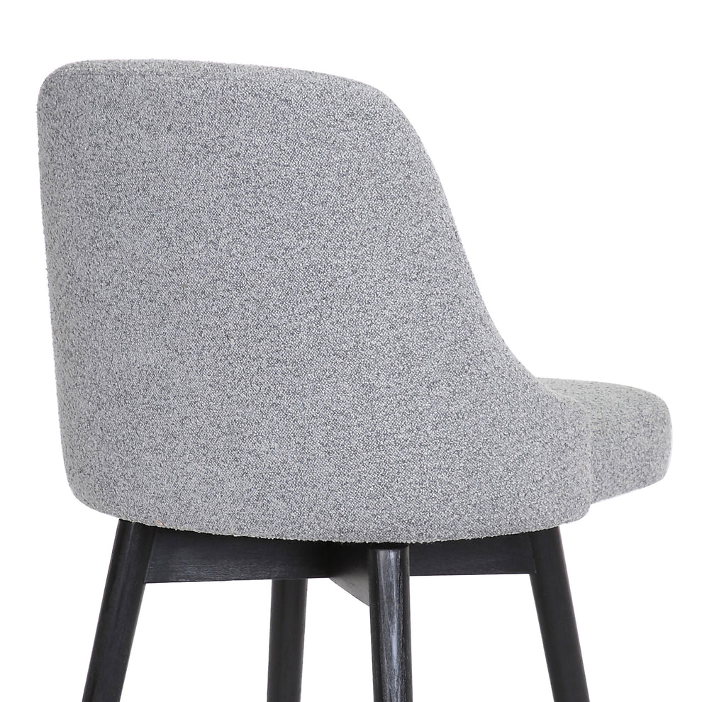 Sicily 26" Swivel Black Wood Counter Stool in Light Grey Fabric By Armen Living | Counter Stools | Modishstore - 10