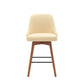 Sicily 26" Swivel Walnut Wood Counter Stool in Cream Faux Leather By Armen Living | Bar Stools | Modishstore - 3