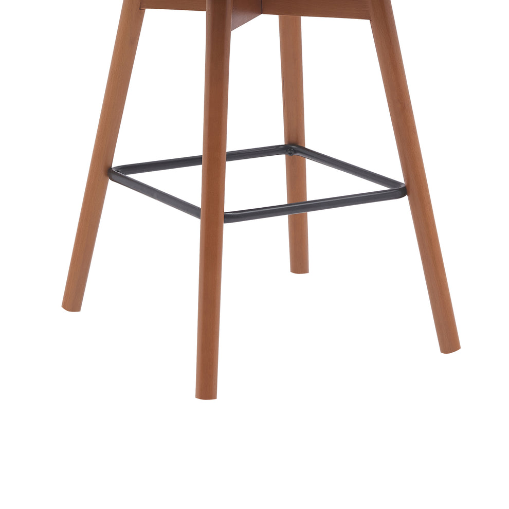 Sicily 26" Swivel Walnut Wood Counter Stool in Cream Faux Leather By Armen Living | Bar Stools | Modishstore - 6