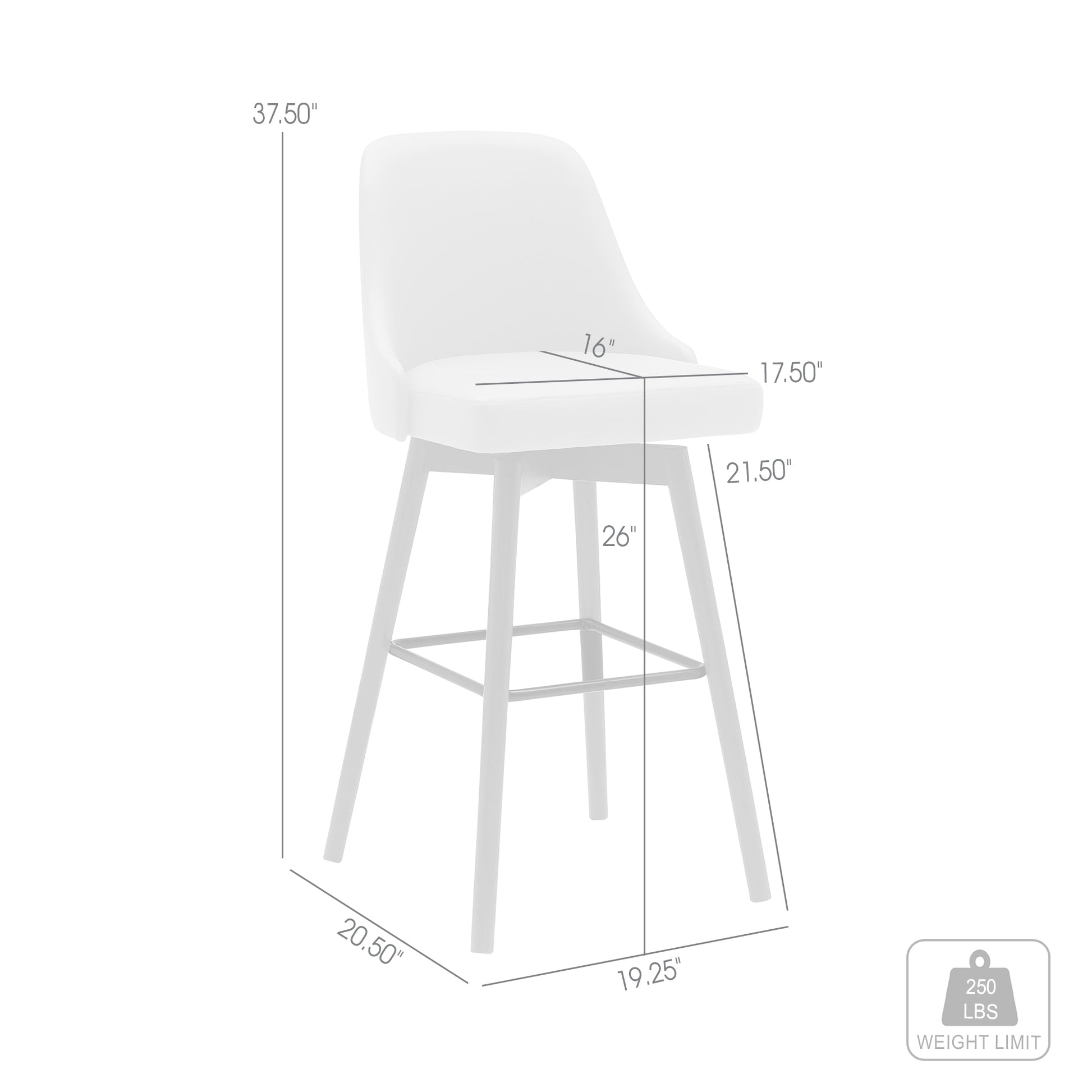 Sicily 26" Swivel Walnut Wood Counter Stool in Cream Faux Leather By Armen Living | Bar Stools | Modishstore - 7