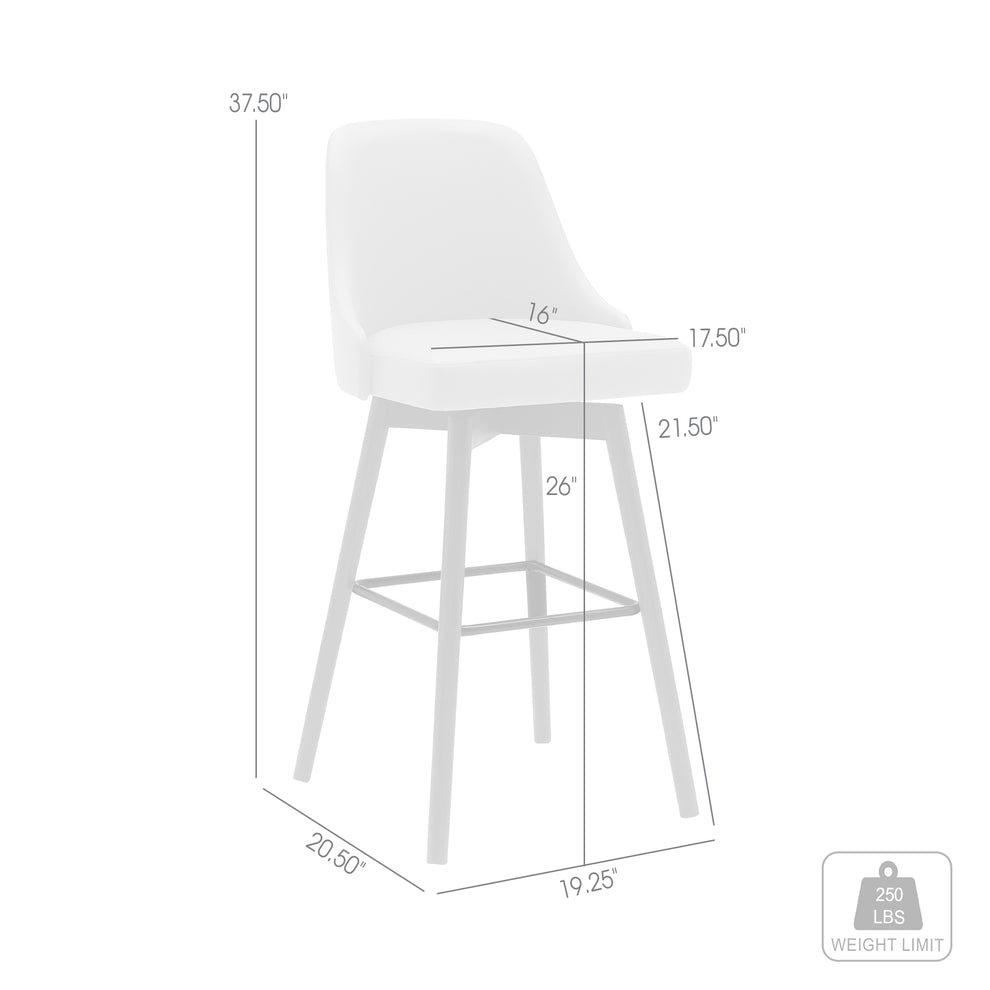 Sicily 26" Swivel Walnut Wood Counter Stool in Cream Faux Leather By Armen Living | Bar Stools | Modishstore - 7