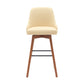 Sicily 30" Swivel Walnut Wood Bar Stool in Cream Faux Leather By Armen Living | Bar Stools | Modishstore - 3
