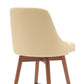 Sicily 30" Swivel Walnut Wood Bar Stool in Cream Faux Leather By Armen Living | Bar Stools | Modishstore - 5