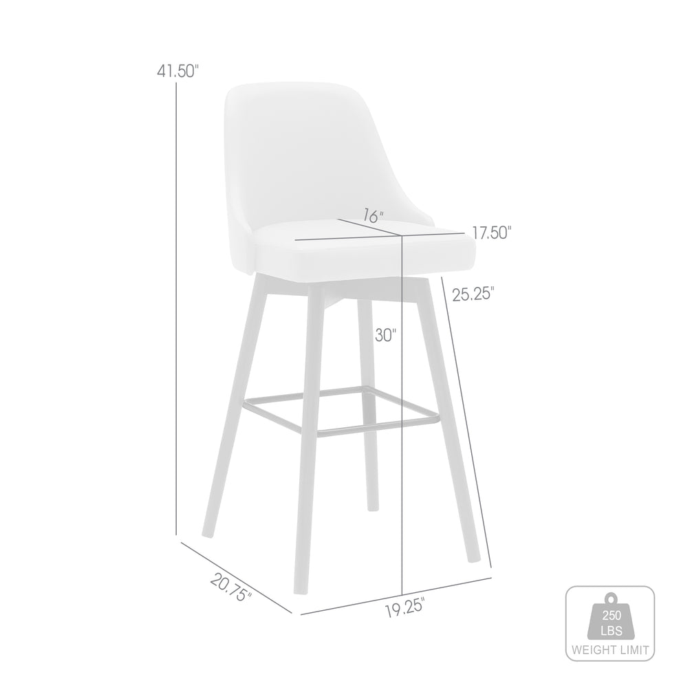 Sicily 30" Swivel Walnut Wood Bar Stool in Cream Faux Leather By Armen Living | Bar Stools | Modishstore - 7