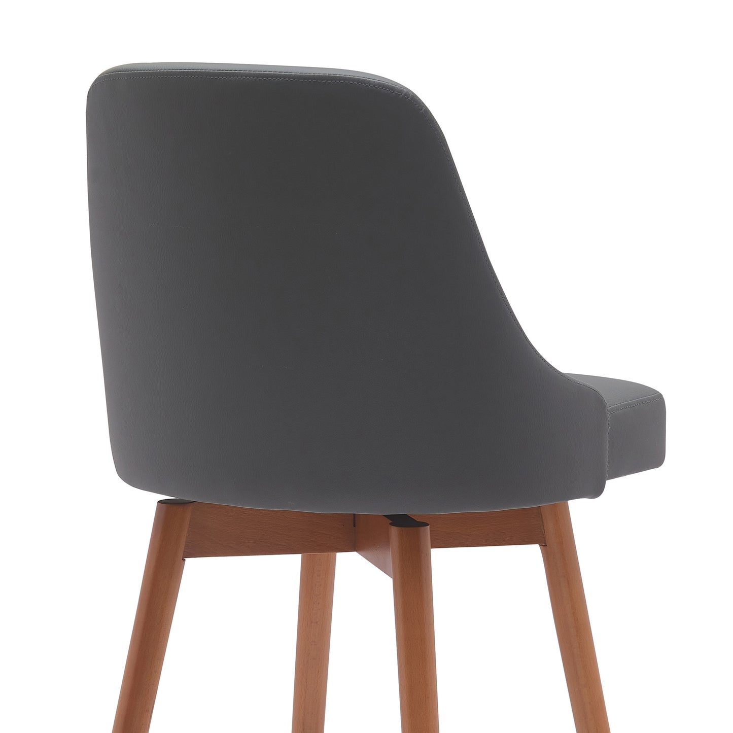 Sicily 30" Swivel Walnut Wood Bar Stool in Gray Faux Leather By Armen Living | Bar Stools | Modishstore - 5