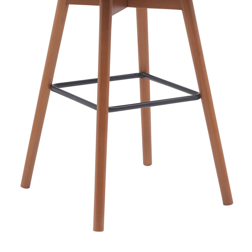 Sicily 30" Swivel Walnut Wood Bar Stool in Gray Faux Leather By Armen Living | Bar Stools | Modishstore - 6