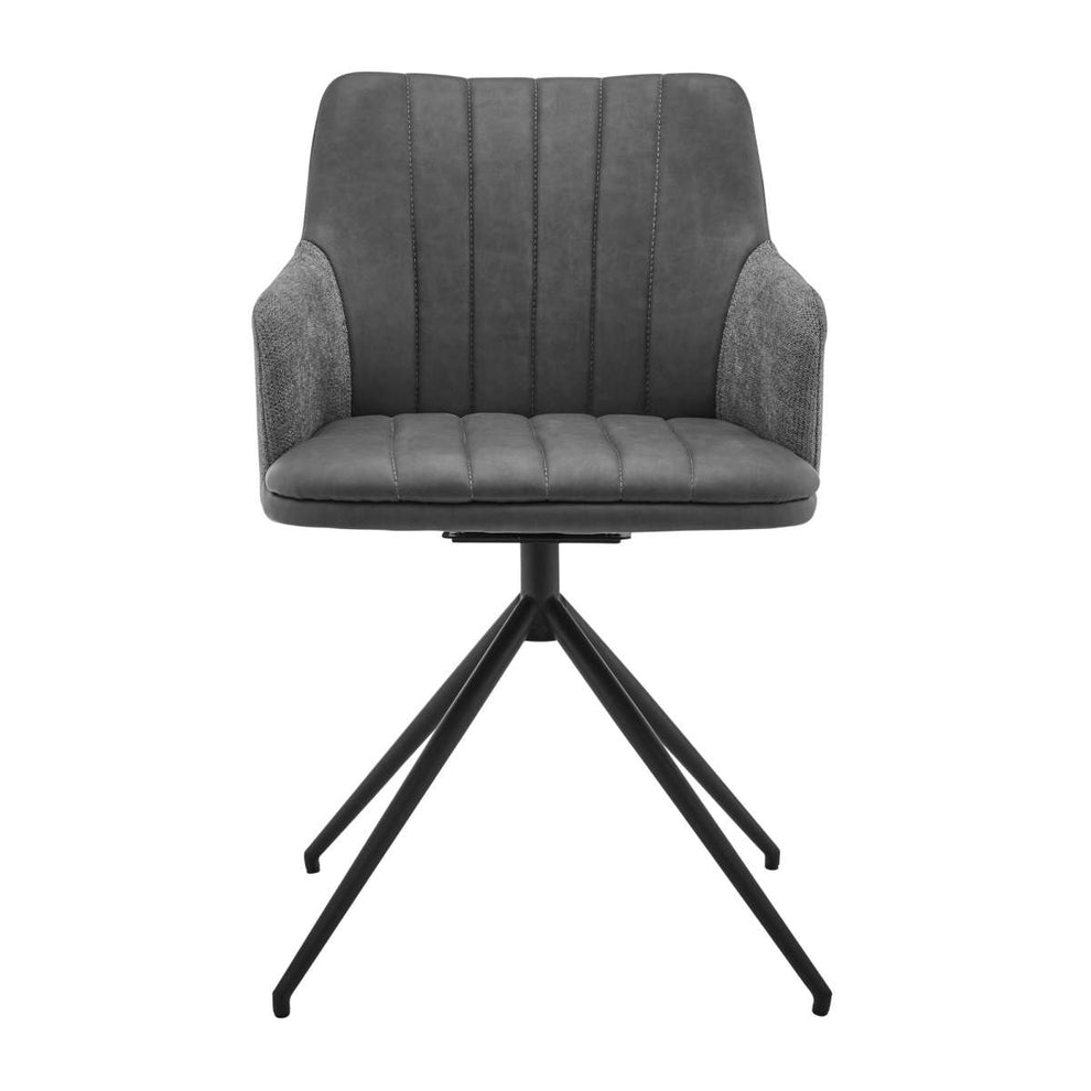 Simone Modern Faux Leather and Fabric Metal Swivel Dining Room Chairs - Set of 2 By Armen Living | Dining Chairs | Modishstore - 2