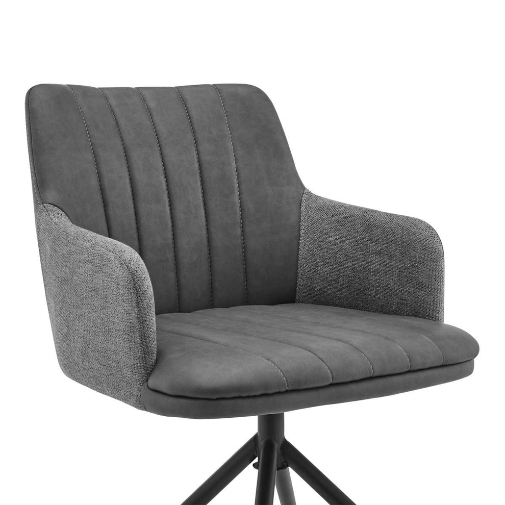 Simone Modern Faux Leather and Fabric Metal Swivel Dining Room Chairs - Set of 2 By Armen Living | Dining Chairs | Modishstore - 3