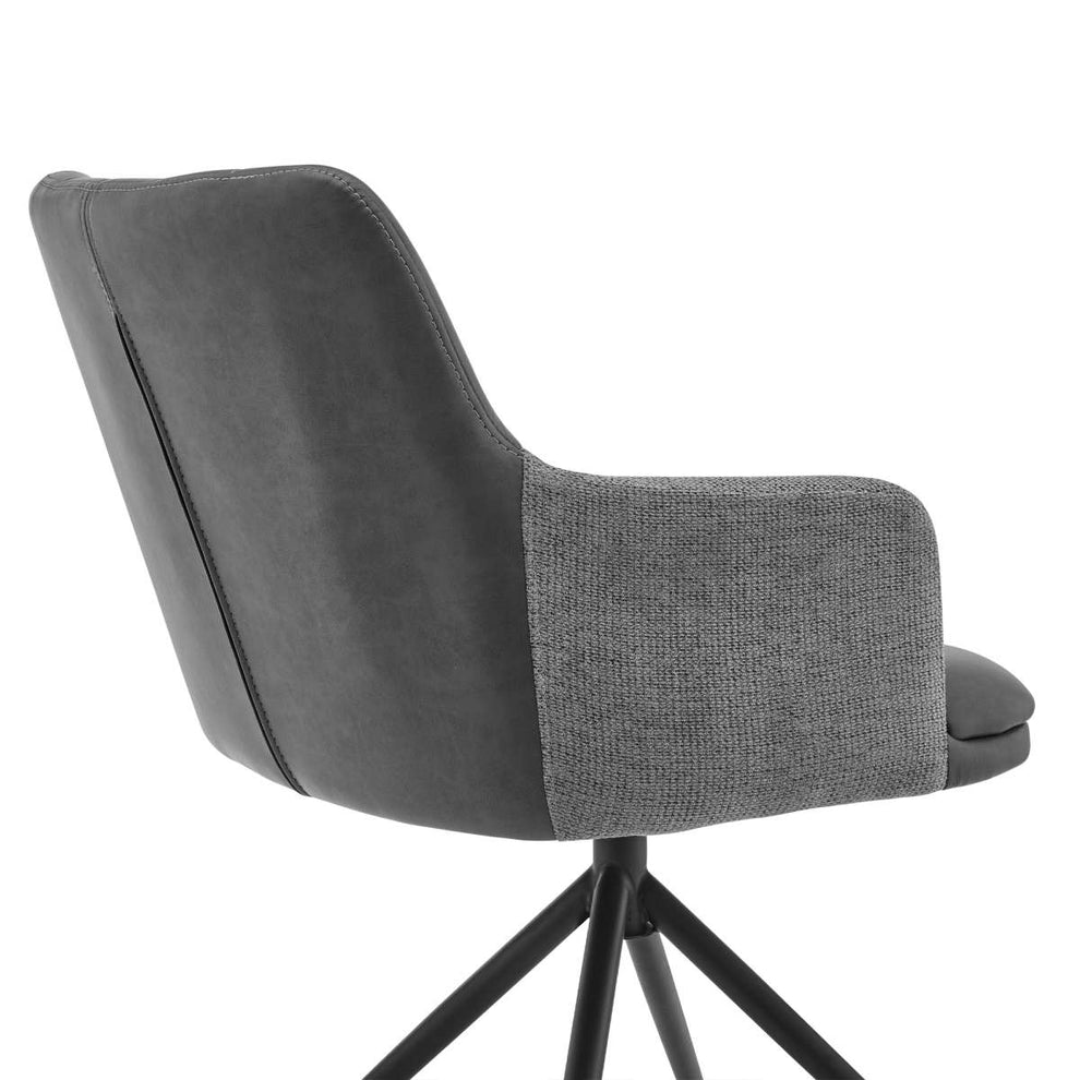 Simone Modern Faux Leather and Fabric Metal Swivel Dining Room Chairs - Set of 2 By Armen Living | Dining Chairs | Modishstore - 4