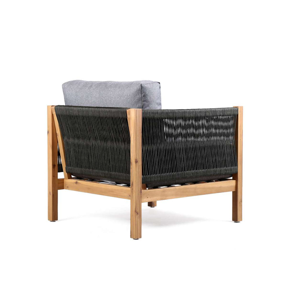 Sienna Outdoor Eucalyptus Lounge Chair in Teak Finish with Grey Cushions By Armen Living | Outdoor Chairs |  Modishstore  - 4