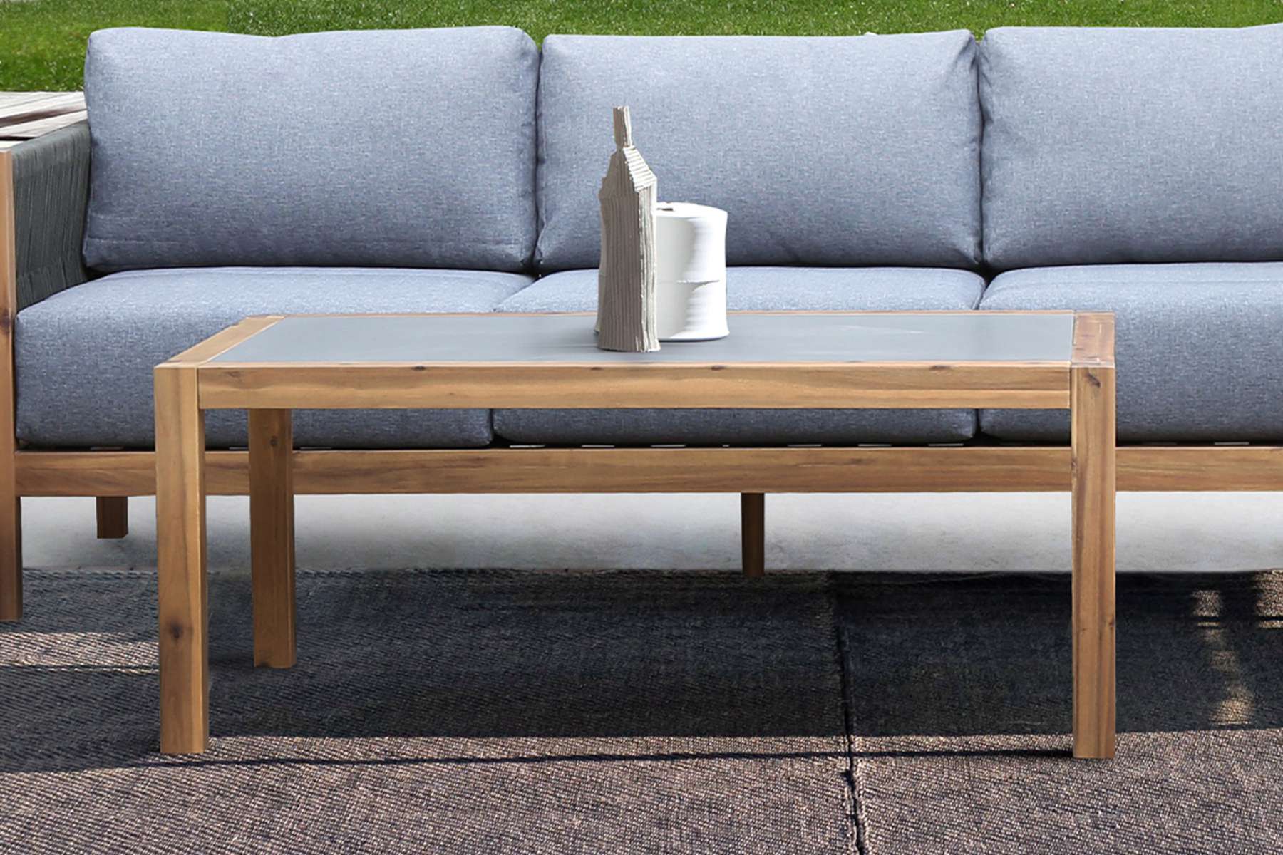 Sienna Outdoor Coffee Table with Teak Finish and Stone Top By Armen Living | Outdoor Tables |  Modishstore  - 2