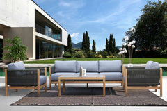Sienna Outdoor Coffee Table with Teak Finish and Stone Top By Armen Living