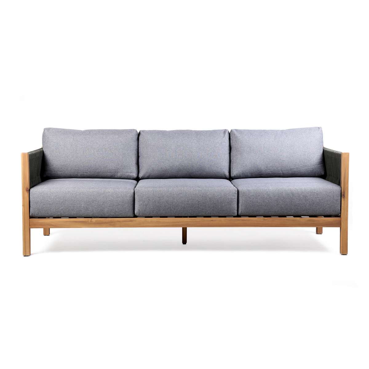 Sienna Outdoor Eucalyptus Sofa in Teak Finish with Grey Cushions By Armen Living | Outdoor Sofas, Loveseats & Sectionals |  Modishstore  - 3