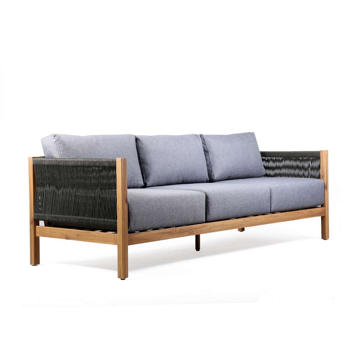 Sienna Outdoor Eucalyptus Sofa in Teak Finish with Grey Cushions By Armen Living | Outdoor Sofas, Loveseats & Sectionals |  Modishstore  - 4