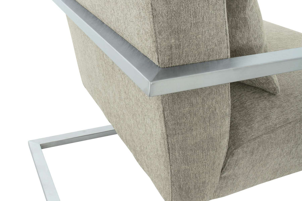 Skyline Modern Accent Chair In Gray Linen and Steel Legs By Armen Living | Accent Chairs | Modishstore - 4