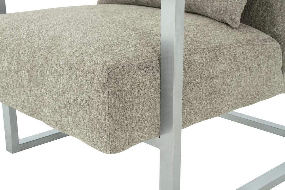 Skyline Modern Accent Chair In Gray Linen and Steel Legs By Armen Living | Accent Chairs | Modishstore - 5