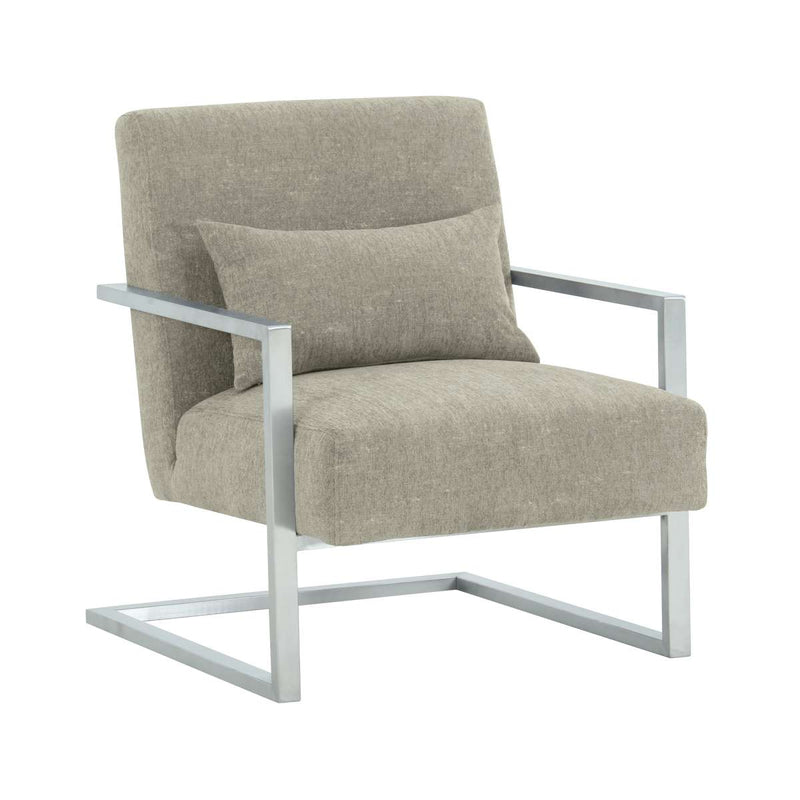 Skyline Modern Accent Chair In Gray Linen and Steel Legs By Armen Living | Accent Chairs | Modishstore