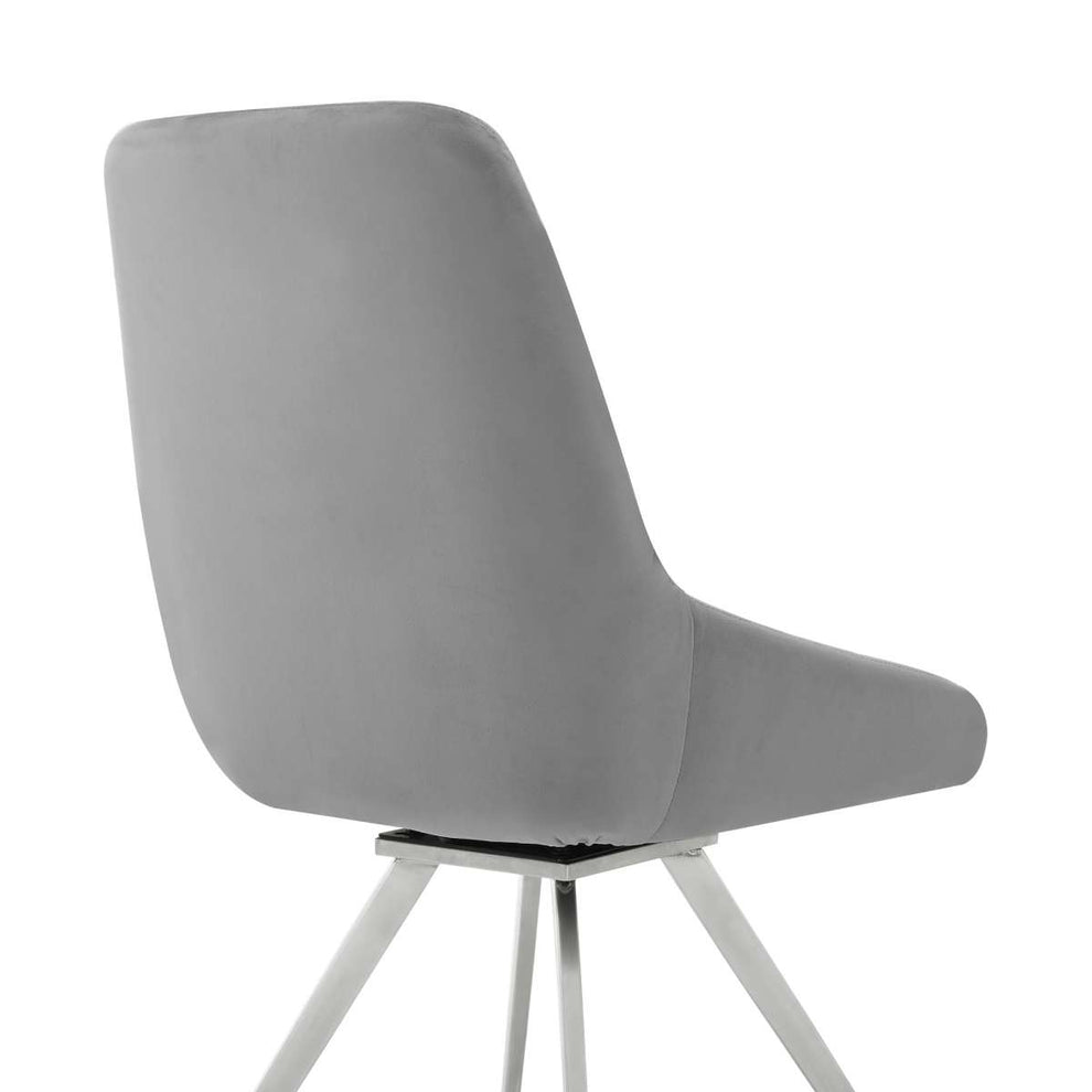 Skye Swivel Gray Velvet and Brushed Stainless Steel Dining Room Chairs - Set of 2 By Armen Living | Dining Chairs | Modishstore - 4