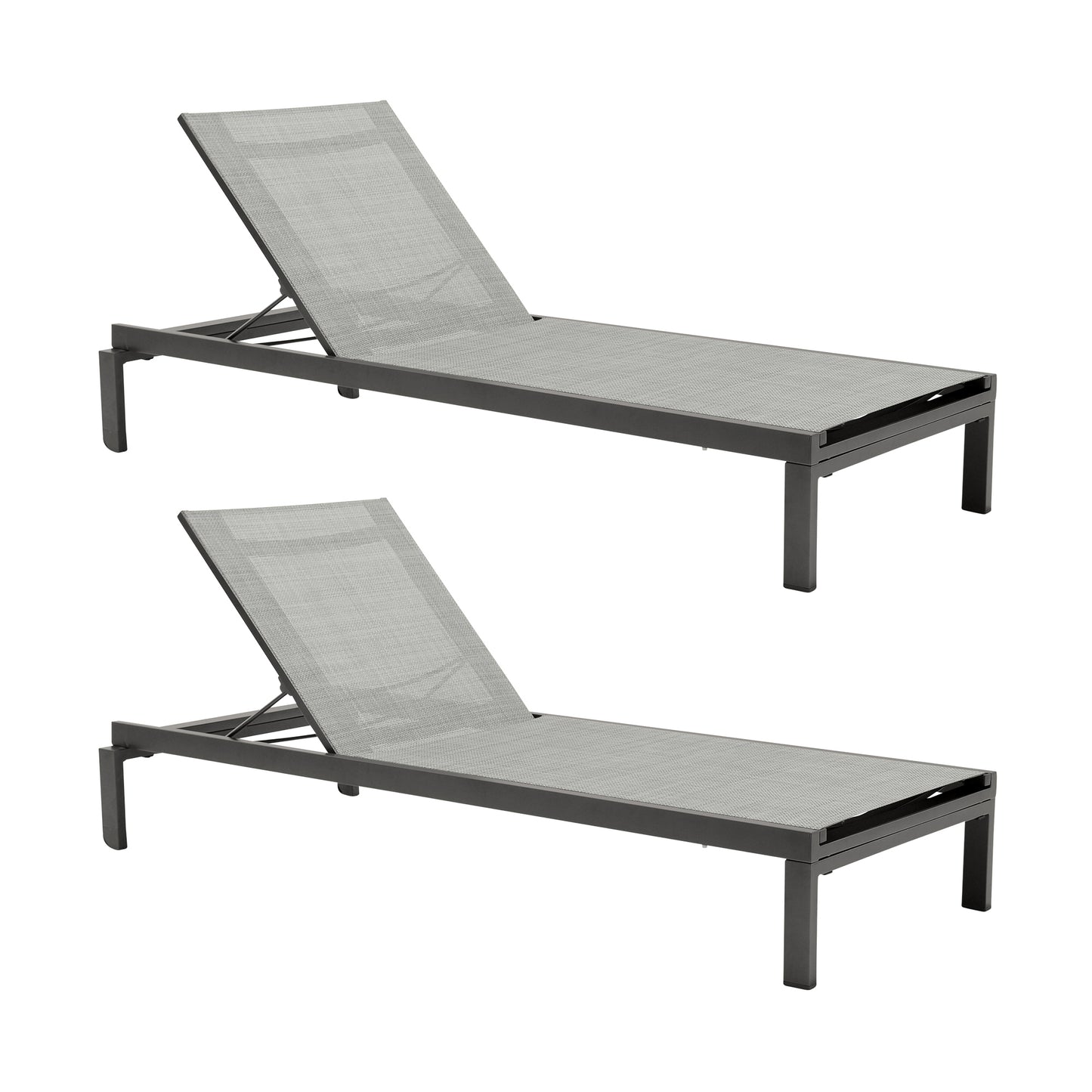 Solana Outdoor Dark Grey Aluminum Stacking Chaise Lounge Chair Set of 2 By Armen Living | Outdoor Chaise Lounges | Modishstore - 2