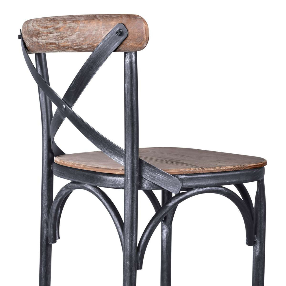 Sloan 26” Industrial Grey and Pine Wood X-Back Counter Height Counter Stool By Armen Living | Bar Stools | Modishstore - 3